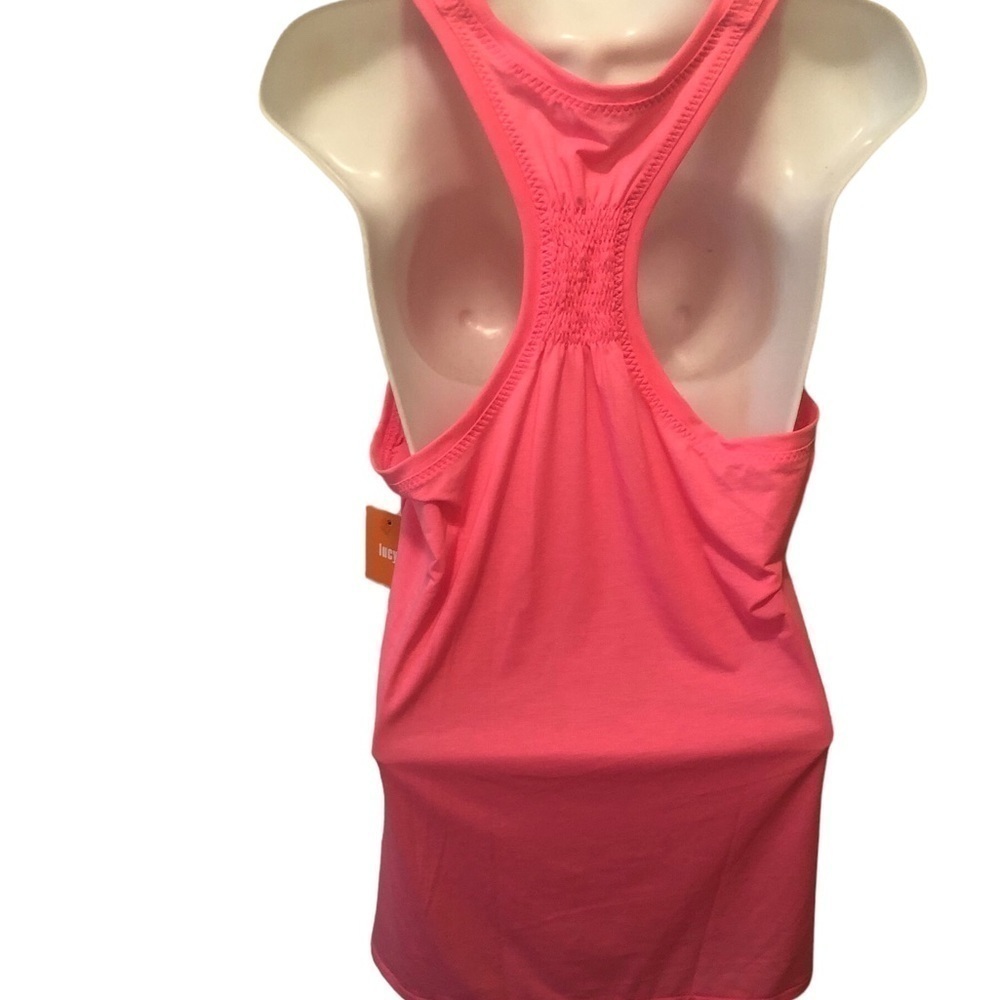 Lucy Tech Logo Flow Racerback Tank Pink Sz. M Moisture Wicking a Yoga Work-Out